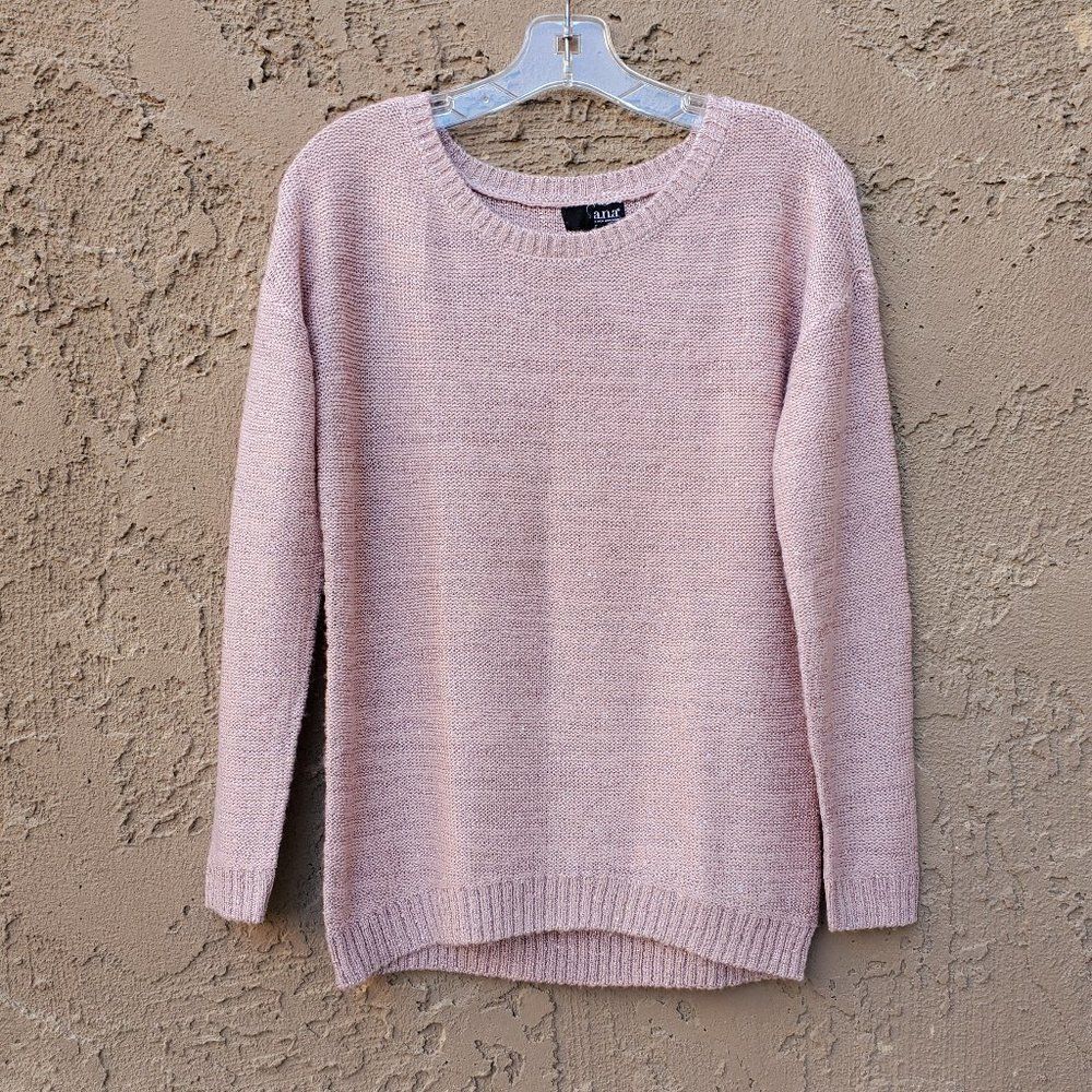 A.N.A long sleeve pink sweater with clear sequin